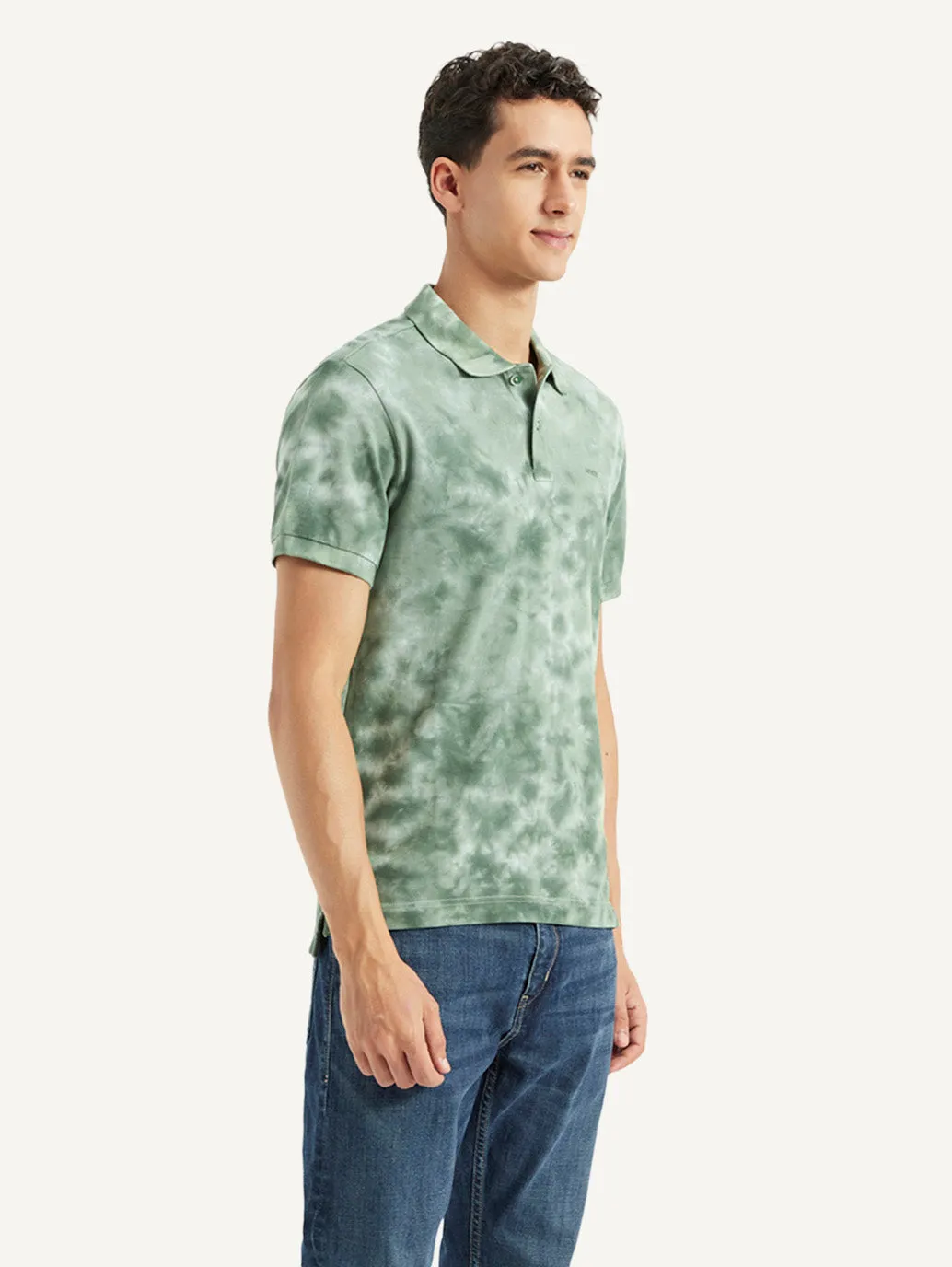 Optimal Airflow Texture Yarn Dyed Collar Men's Abstract Dyed Slim Fit Polo T-shirt