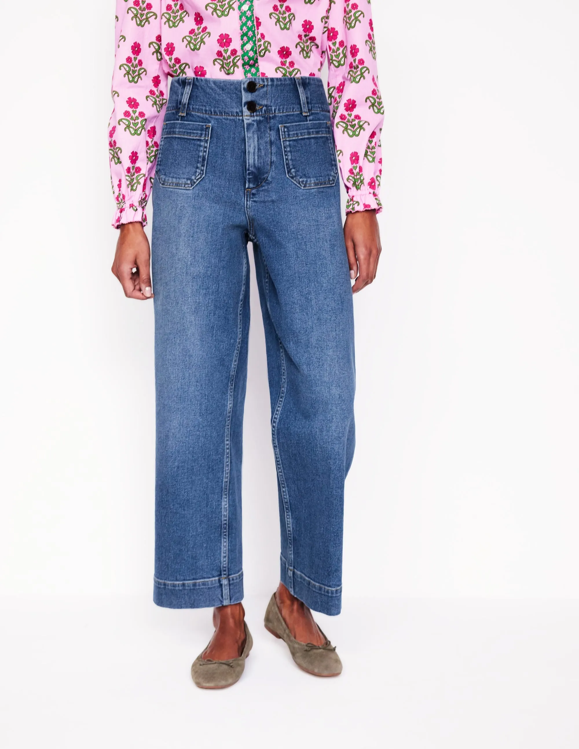 Primrose Patch Pocket Jeans-Light Vintage Riveted Stress Points