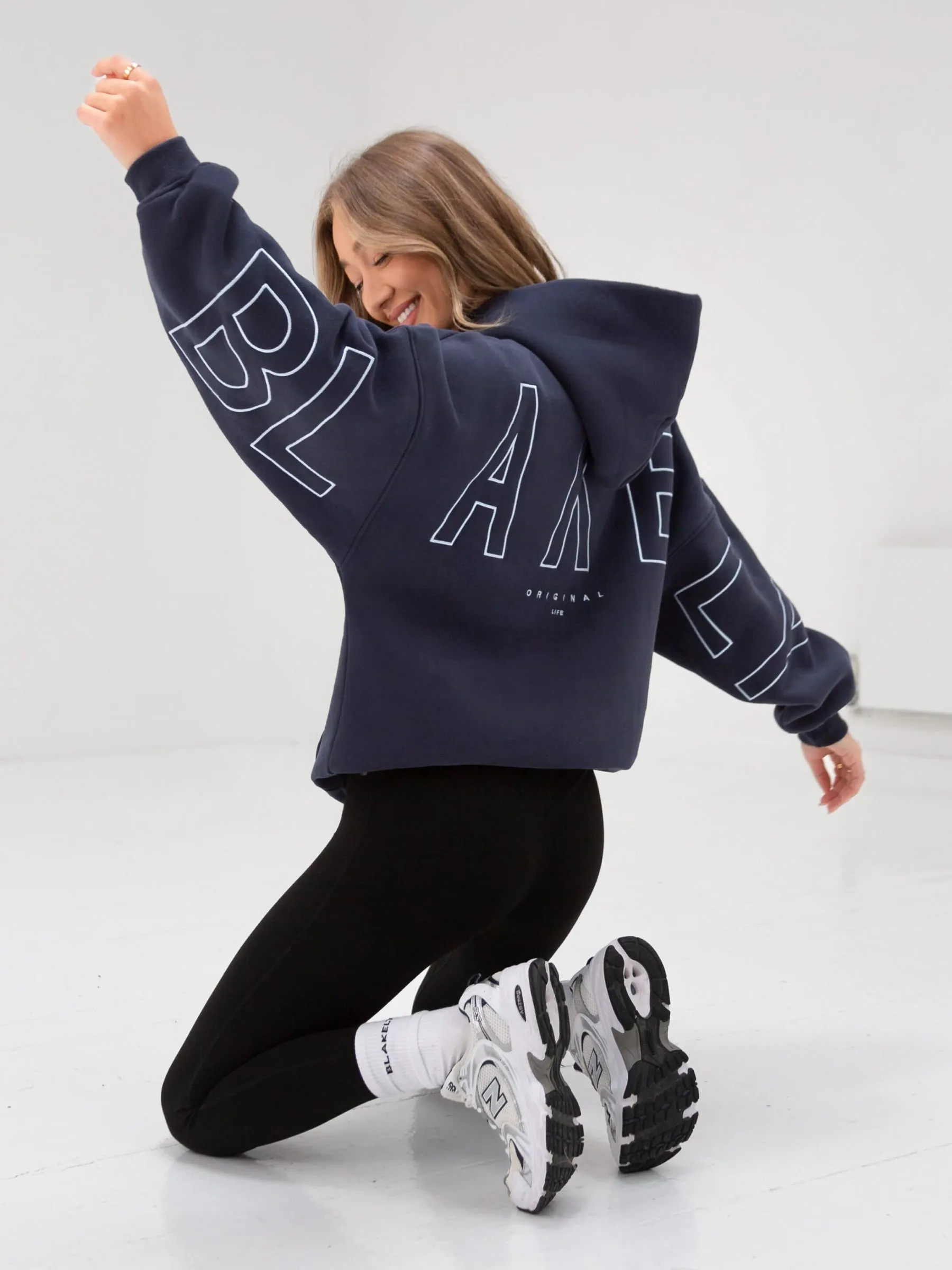 Eco Friendly Dye Soft Texture Embroidered Isabel Oversized Hoodie - Soft Blue