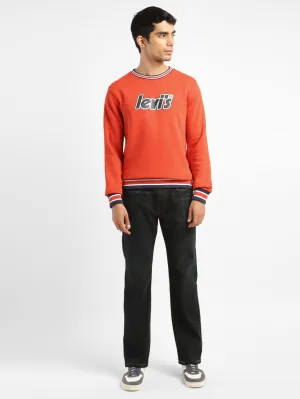 Men's Solid Red Crew Neck Sweatshirt French Terry Cloth