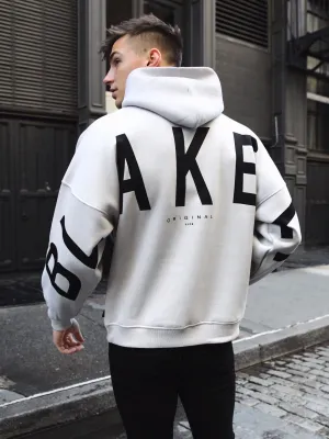 Tagless Labeling V neck Idris Oversized Hoodie - Stone