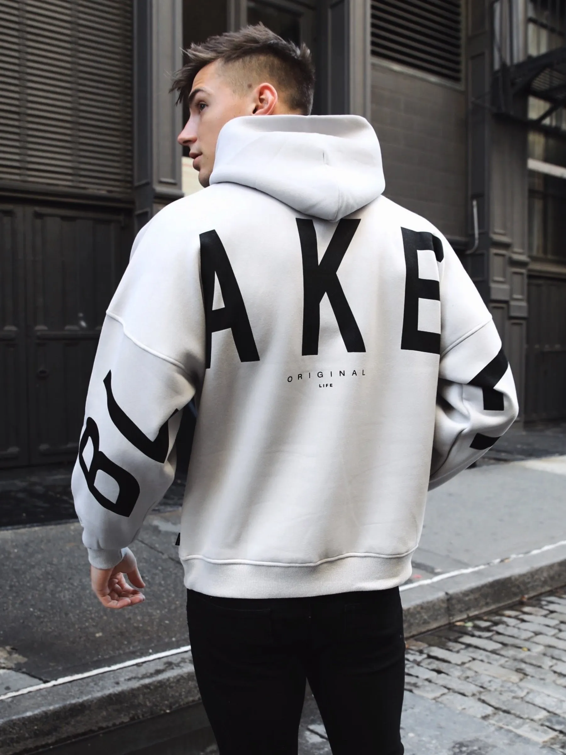 Tagless Labeling V neck Idris Oversized Hoodie - Stone