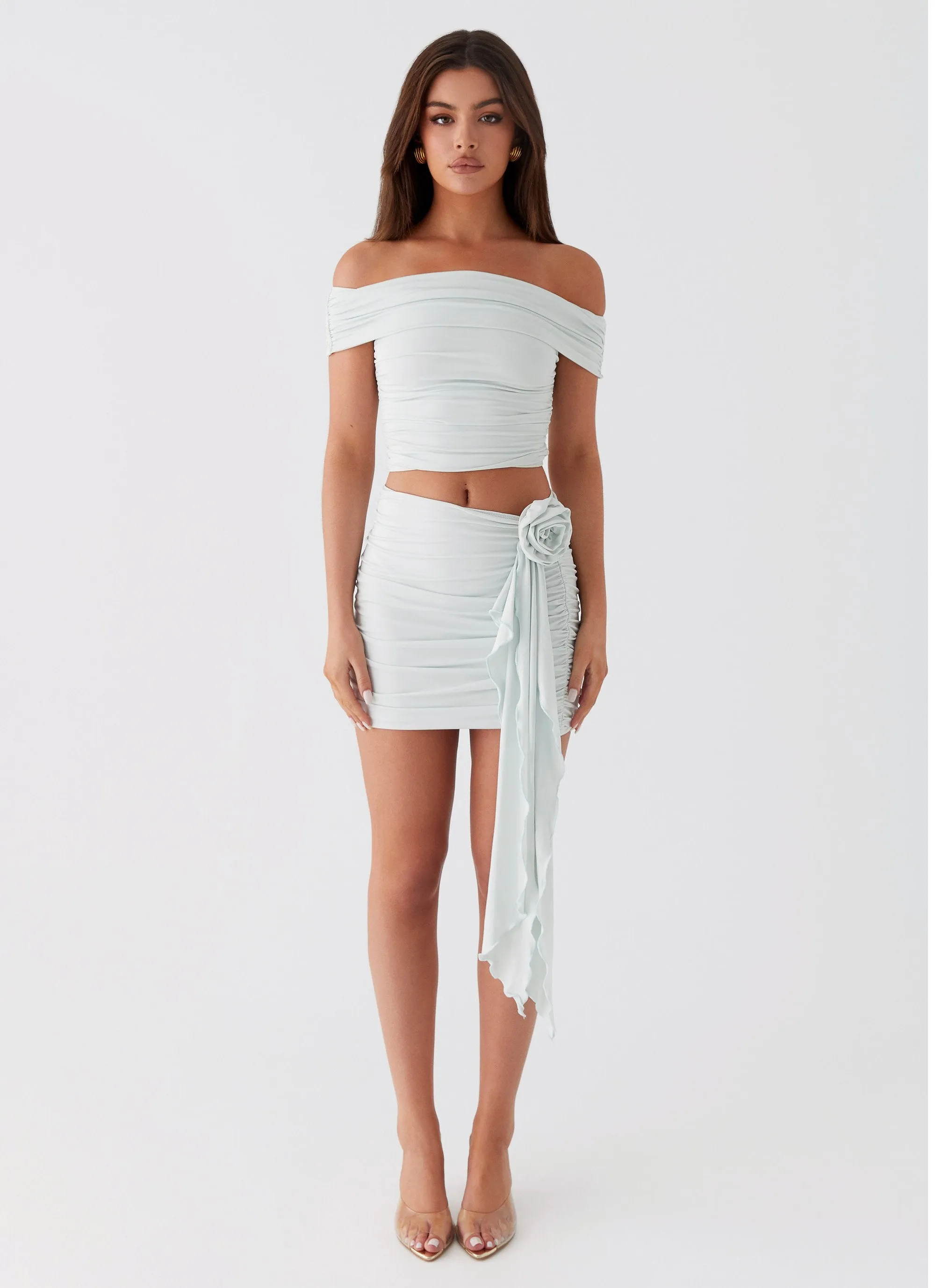 Calm Drape Soft-touch daywear Whispering Rose Mini Skirt - Sage