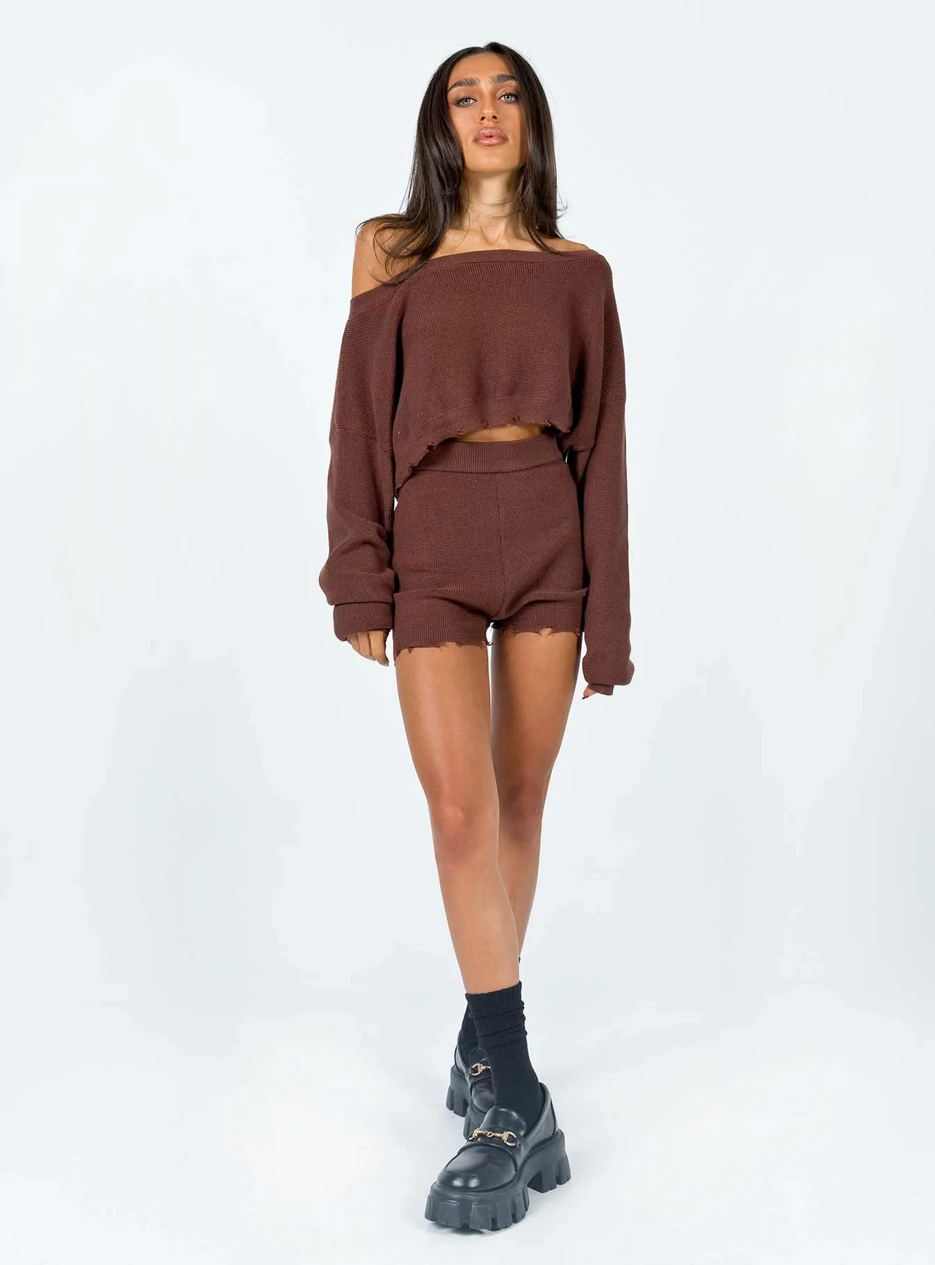 CompressionEnhanced Fit Hazel Knit Shorts Brown