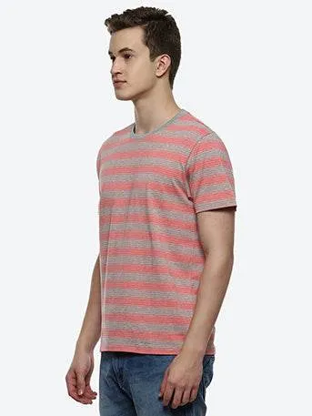 Pure Linen Blend Streak Organic Cotton Elastane T-Shirt