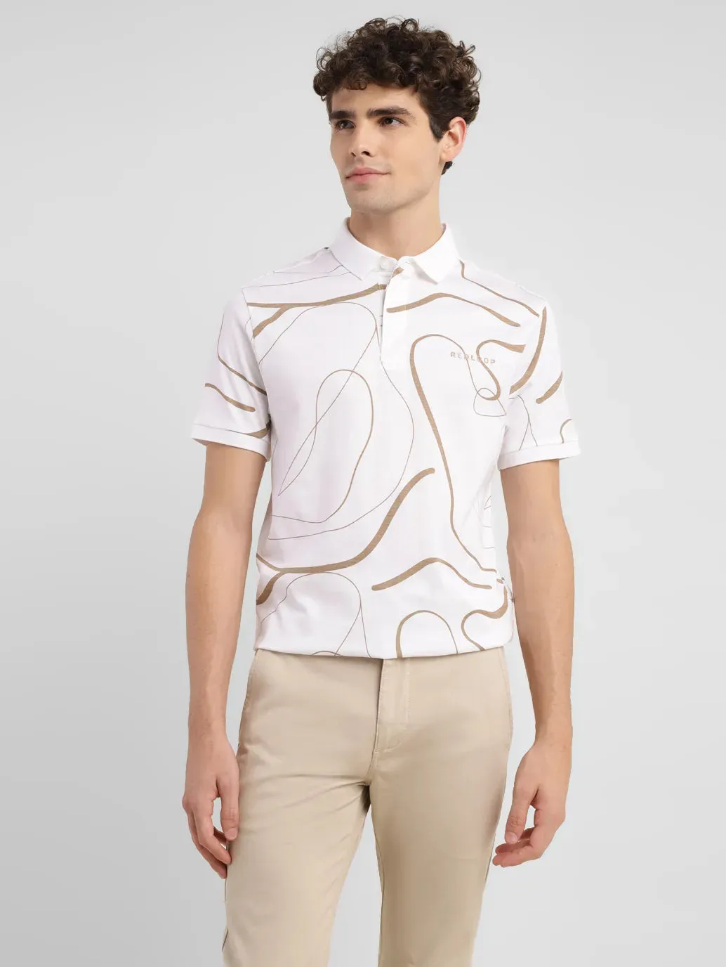 Men's Redloop Abstract Slim Fit Polo T-shirt Tagless Design
