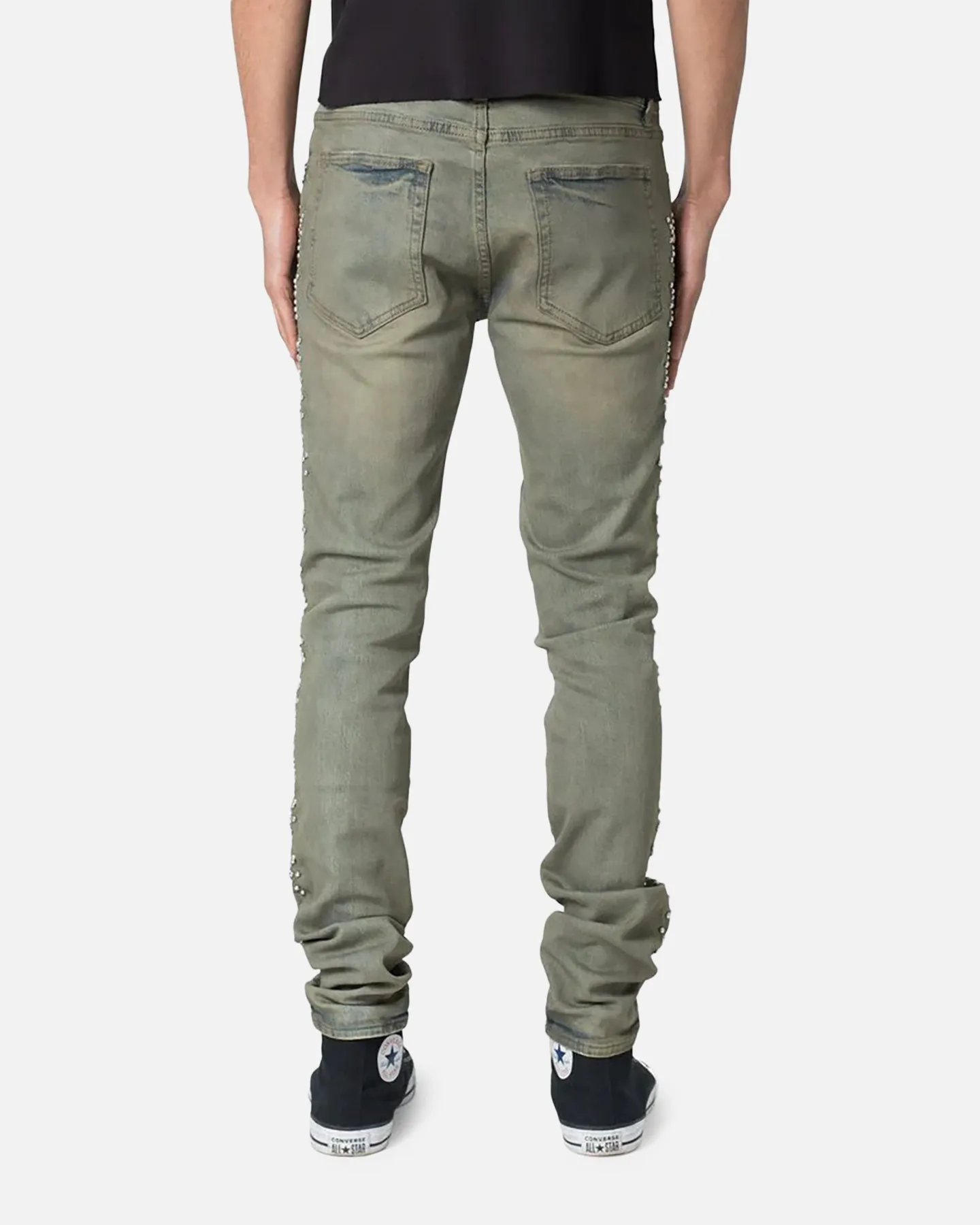 All Style Fit Minimalist Traveler Gear Bold Look MNML X620 Studded Skinny Denim Jean Blue