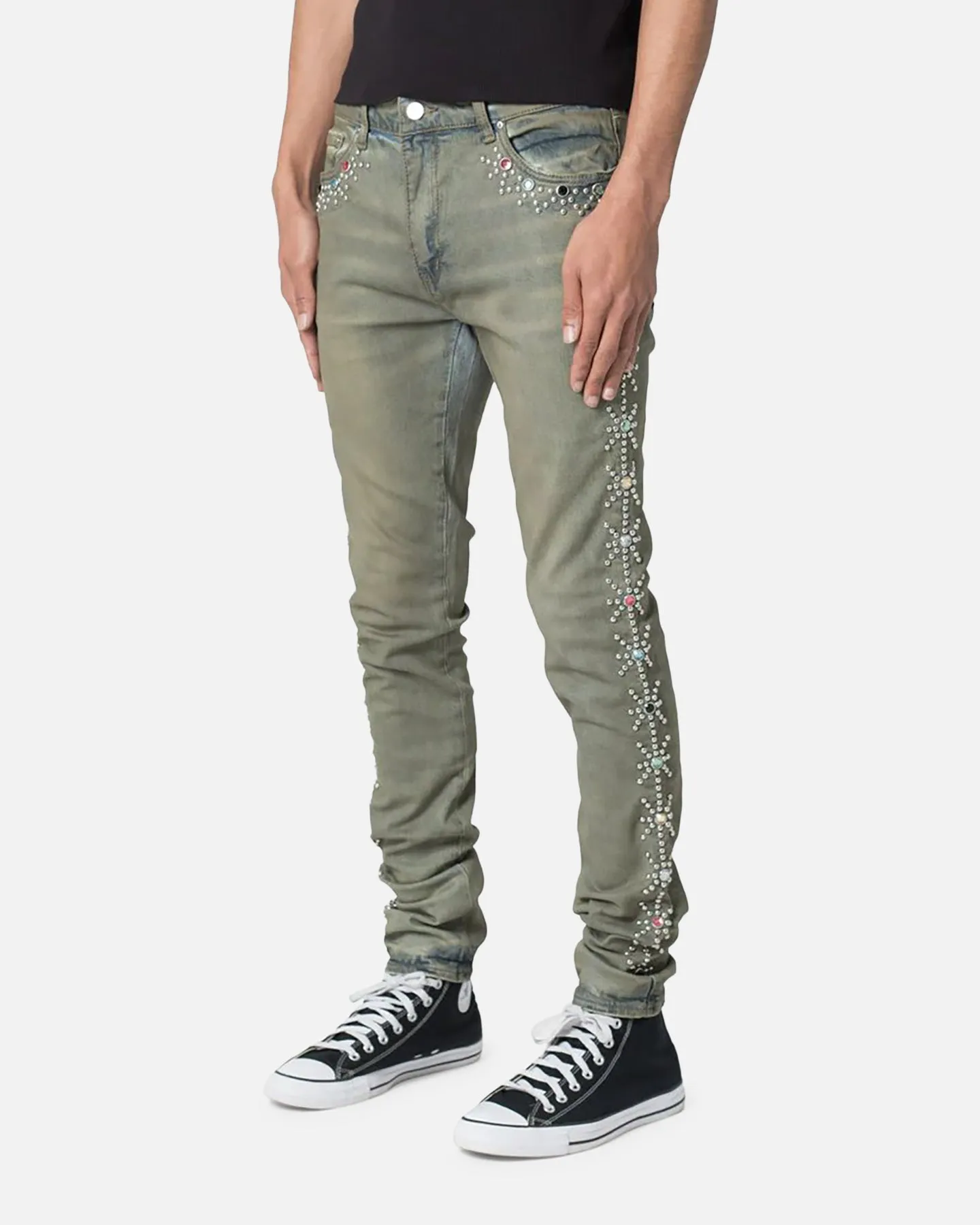 MNML X620 Studded Skinny Denim Jean Blue Everyday Eco Friendly Earthy
