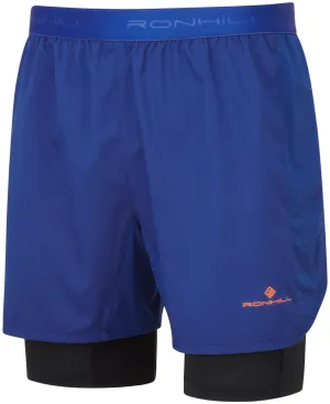 Ronhill Tech Twin 2 In 1 Mens Running Shorts - Blue High-End Option Quick Dry Technology