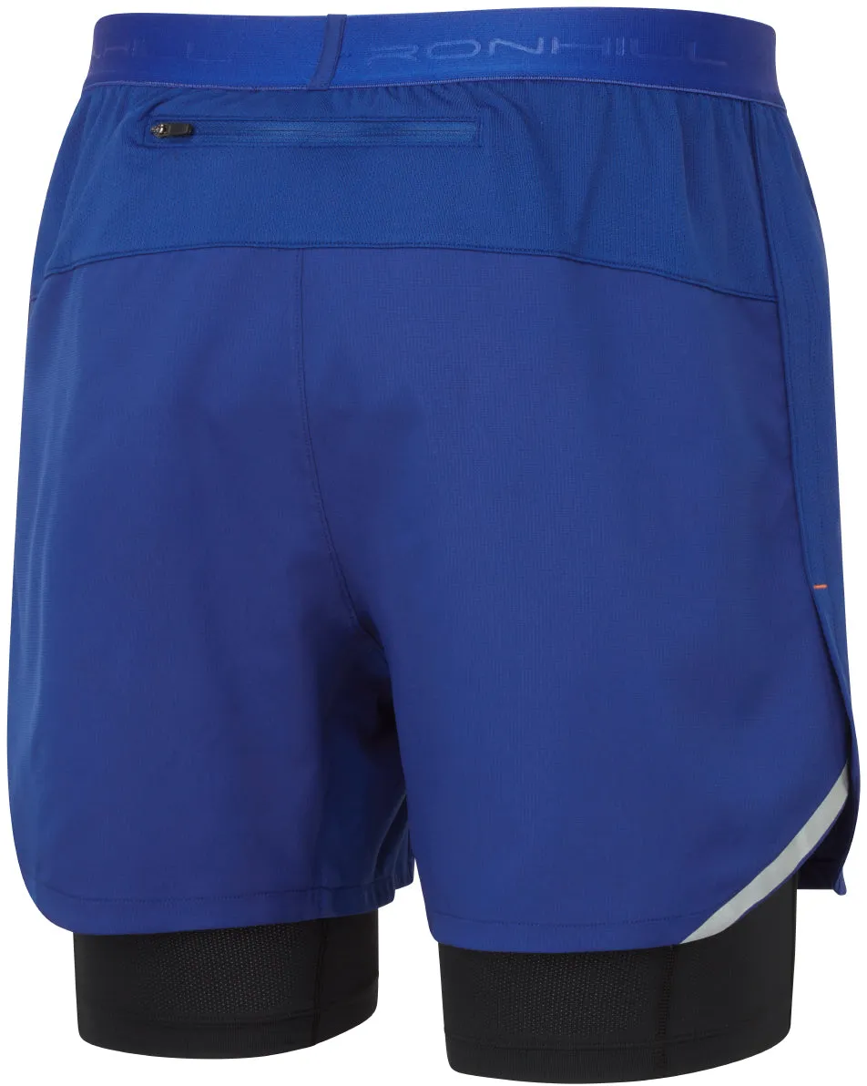Foldable style Ronhill Tech Twin 2 In 1 Mens Running Shorts - Blue
