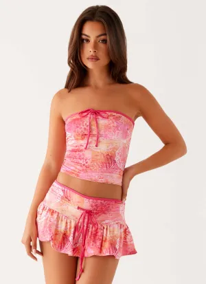 Modern Touch Contrast-Piping Corbin Mini Skort - Flamingo Fling