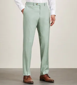 Modern Fit Pale Green Solid Suit Pants Lightweight Design