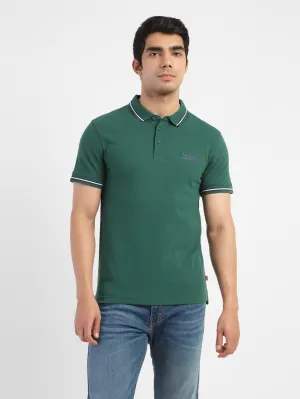 Men's Solid Polo T-shirt Green Durable Cotton