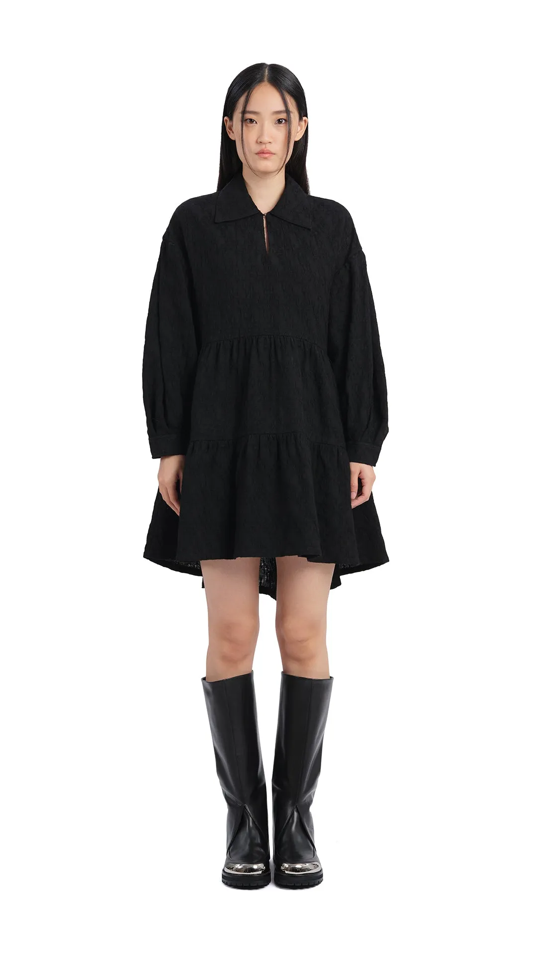 Pleated Sleeves Dress Zoom Proper