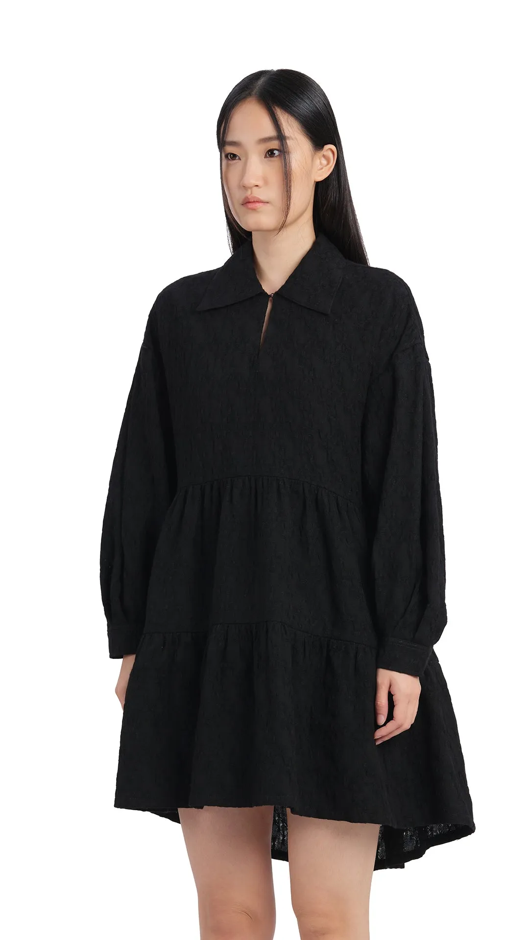 Pleated Sleeves Dress Brunch Fit Holiday Glow