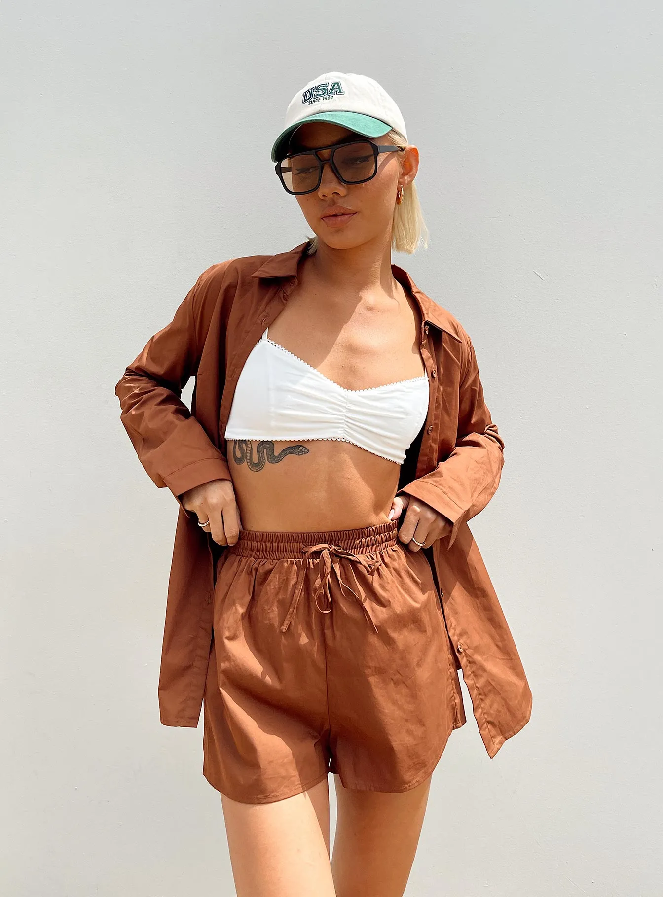 The Chloe Set Brown TearResistant Fabric VentilatedKnit