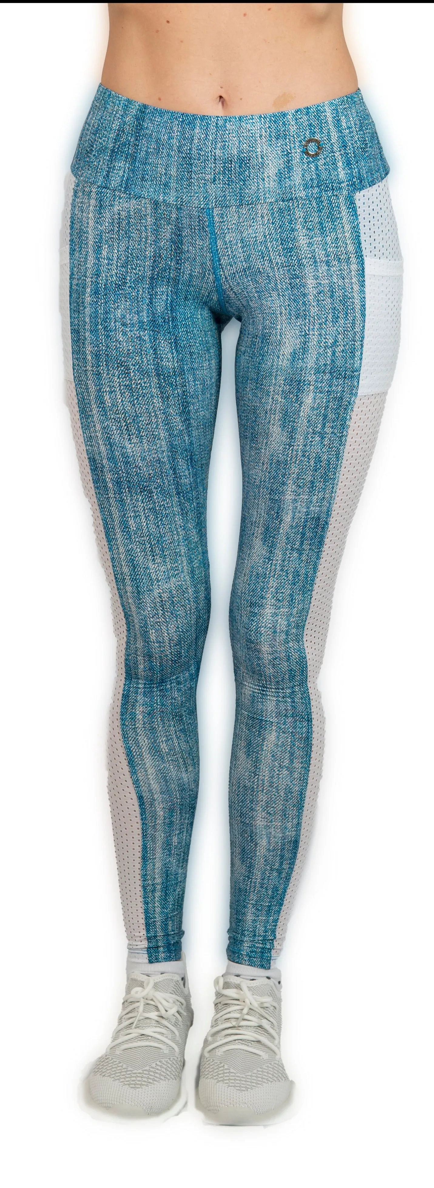 Outdoor Lover Mesh Panel Denim Player Legging