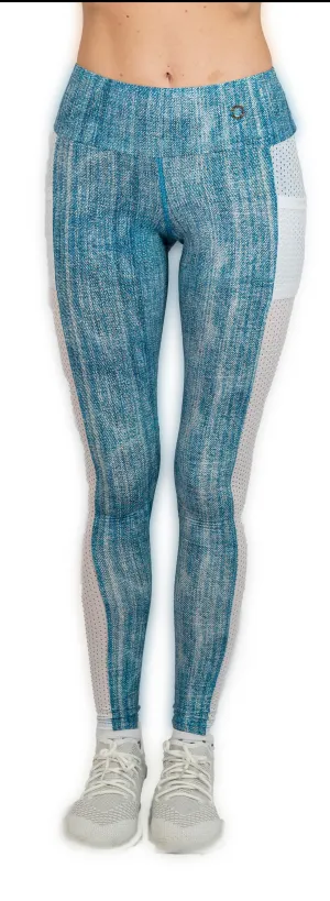 Outdoor Lover Mesh Panel Denim Player Legging