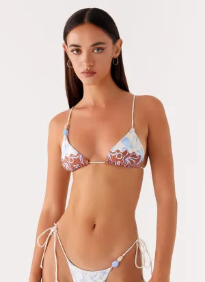 UV Blocking Layer Strappy-Details Ryland Bead Bikini Top - Bloom Wave Print