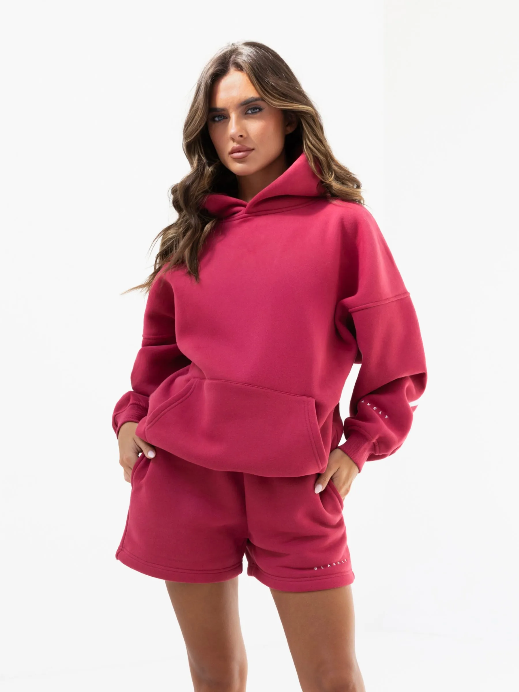 European style Brushed Interior Isabel Oversized Hoodie - Deep Pink