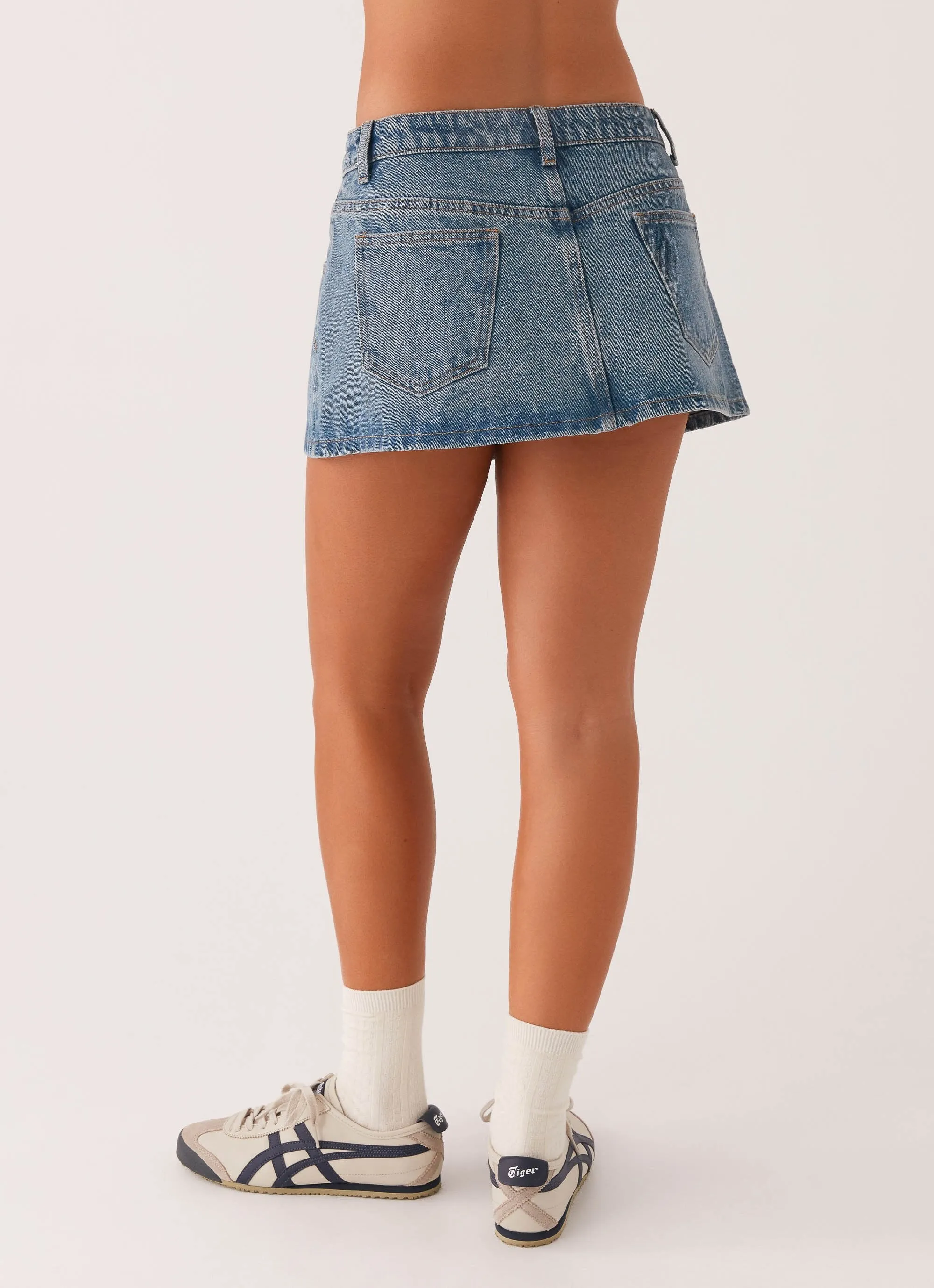 Carrie Denim Mini Skirt - Washed Indigo Easy Vibe