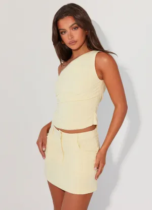 Body Ease Beaded-Edge Marissa Linen Mini Skirt - Lemon