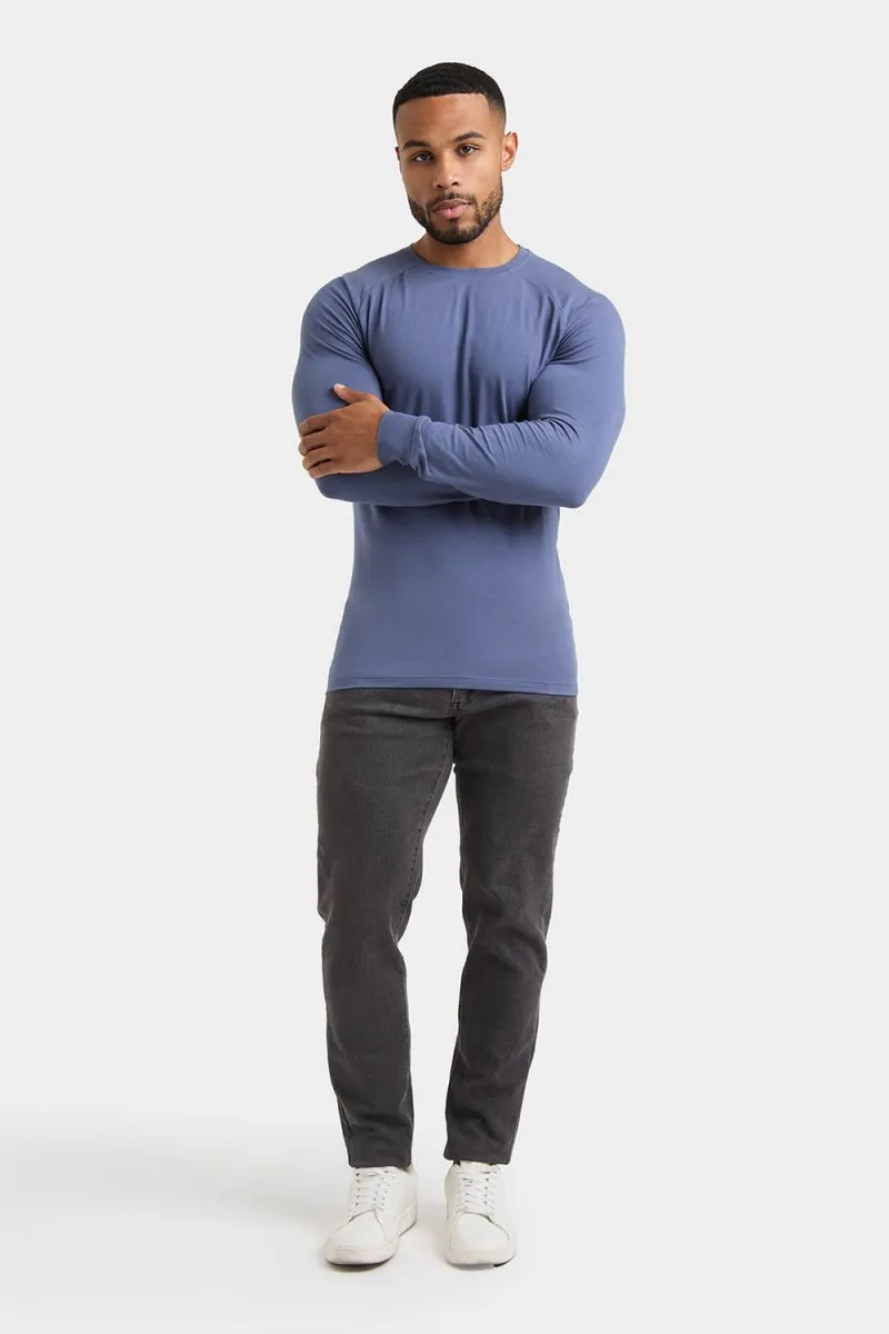 GentleWashResistance Adult sophistication Athletic Fit Long Sleeve T-Shirt in Stone Blue