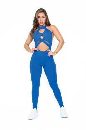 Casual Adult Sport Unisex Blue Ripped Butt Scrunchy Bodysuit (Light Supplex)