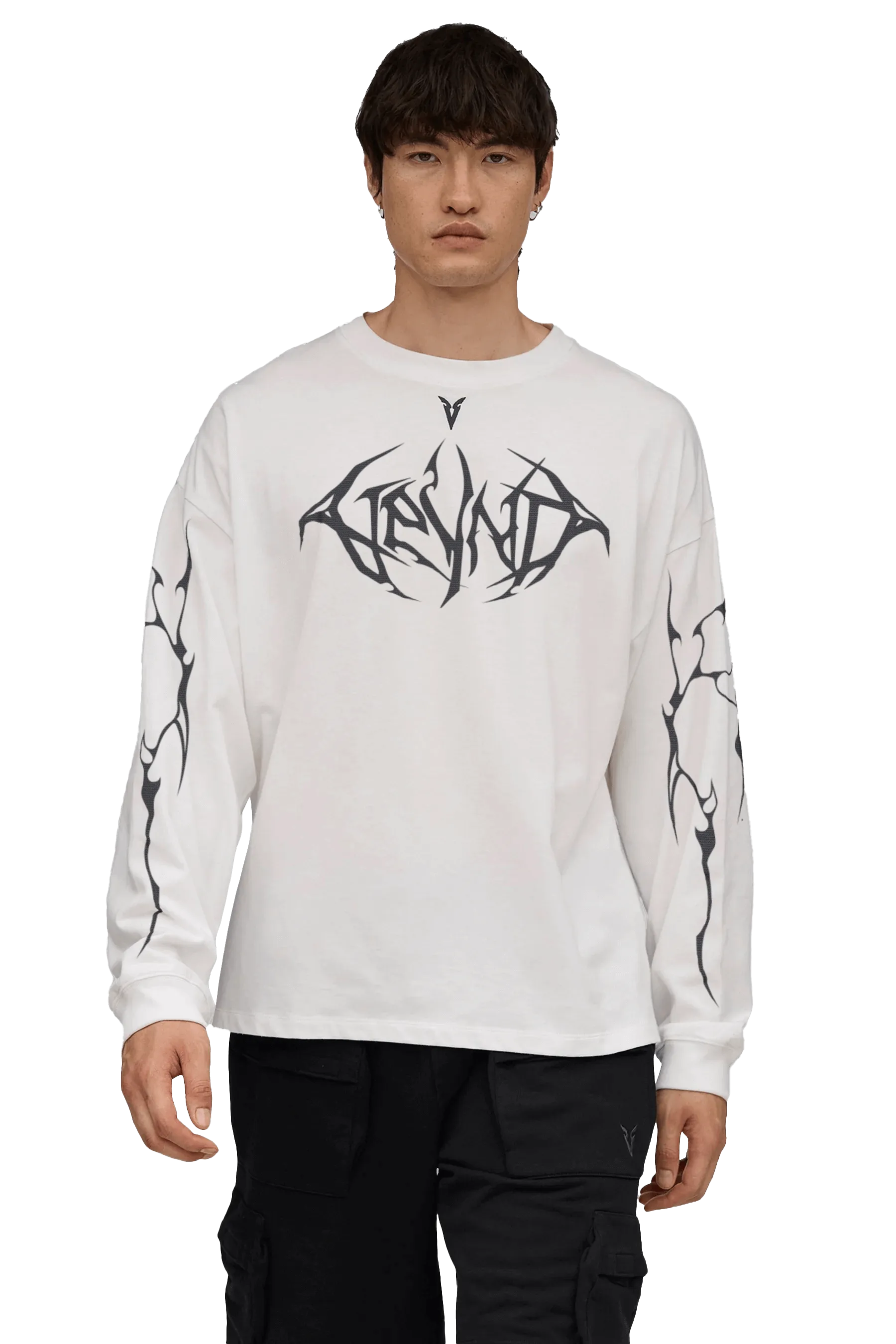 Anti fog coating Quick Release Closures LONG SLEEVE T-SHIRT BLACK VEINS GRAPHIC - Optic White Hydrodynamic Design