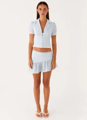 Day Outfit Farm Air Bennett Mini Skirt - Blue White Stripe