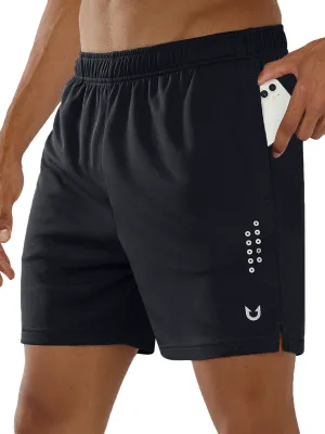 Mens 5 Inch Gym Running Shorts With Phone Pocket Quick Dry Mesh Shorts Office Wear