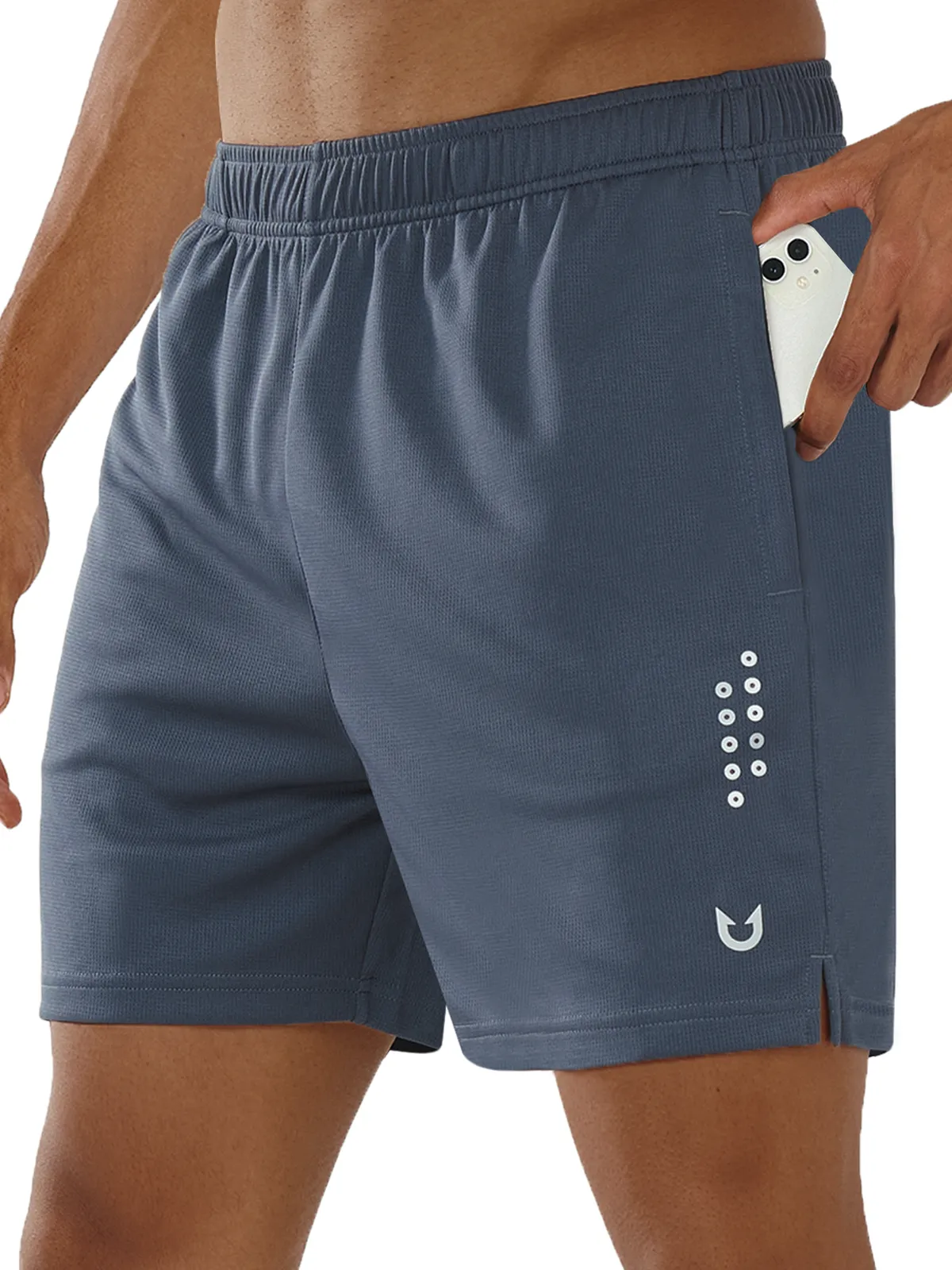 Mens 5 Inch Gym Running Shorts With Phone Pocket Quick Dry Mesh Shorts Stretch Fabric