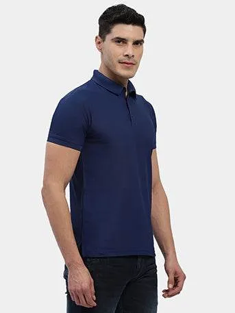 Hummel Men Jaye Navy Golf Polo Tshirt AntiOdor Fabric Suede Mood
