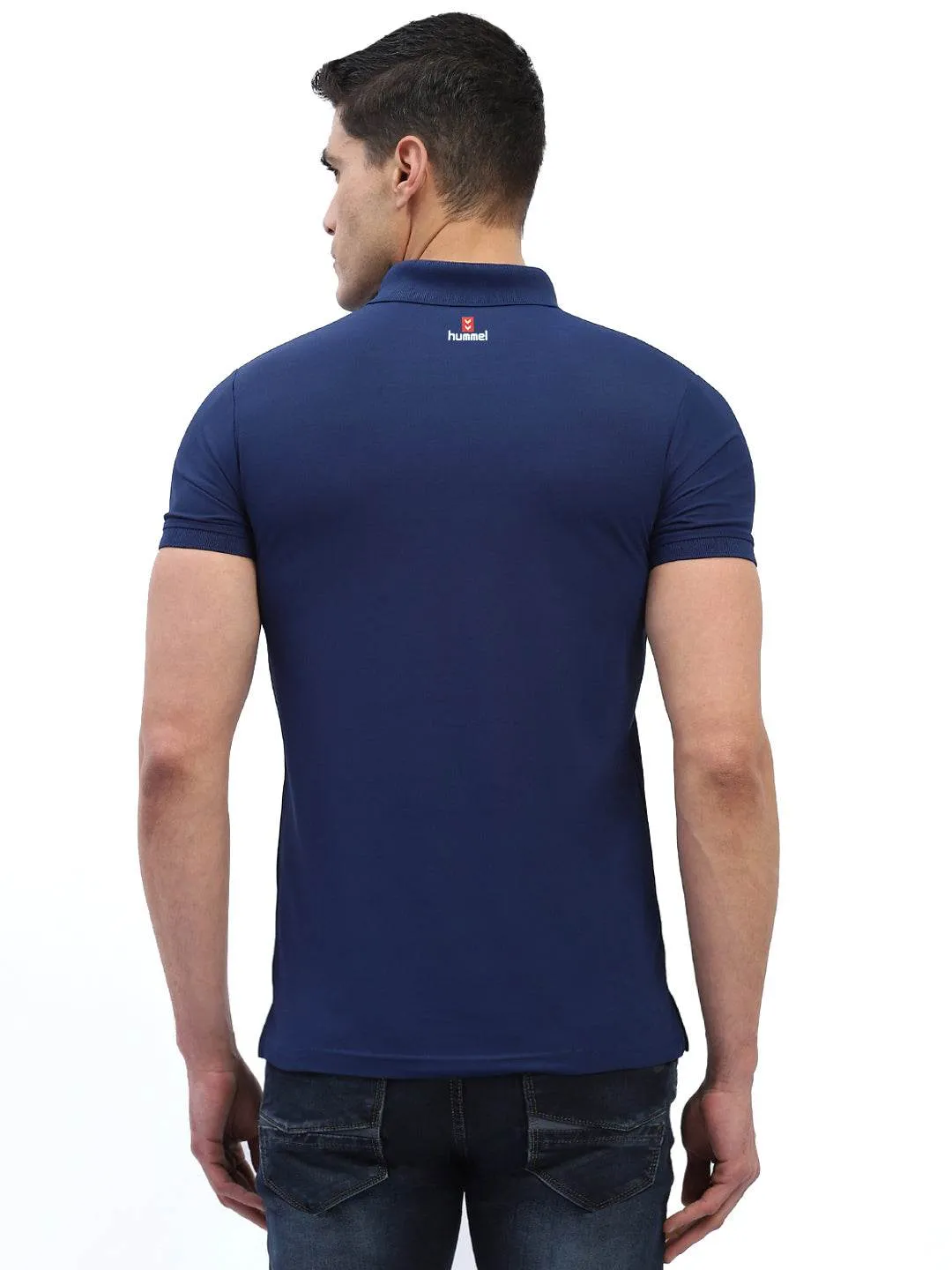 Hummel Men Jaye Navy Golf Polo Tshirt LowProfile Fasteners BreathableFabric