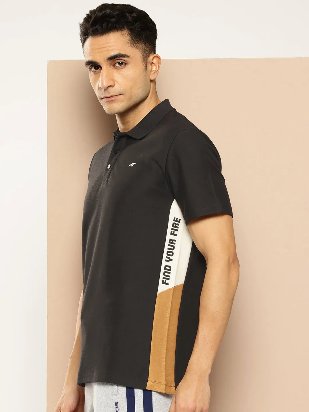 Graphical Panel Polo T-Shirt Fashionable Fit