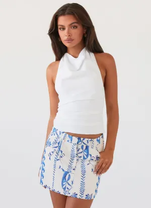 budget-friendly Easy Comfort Look Marissa Linen Mini Skirt - Floral Wave