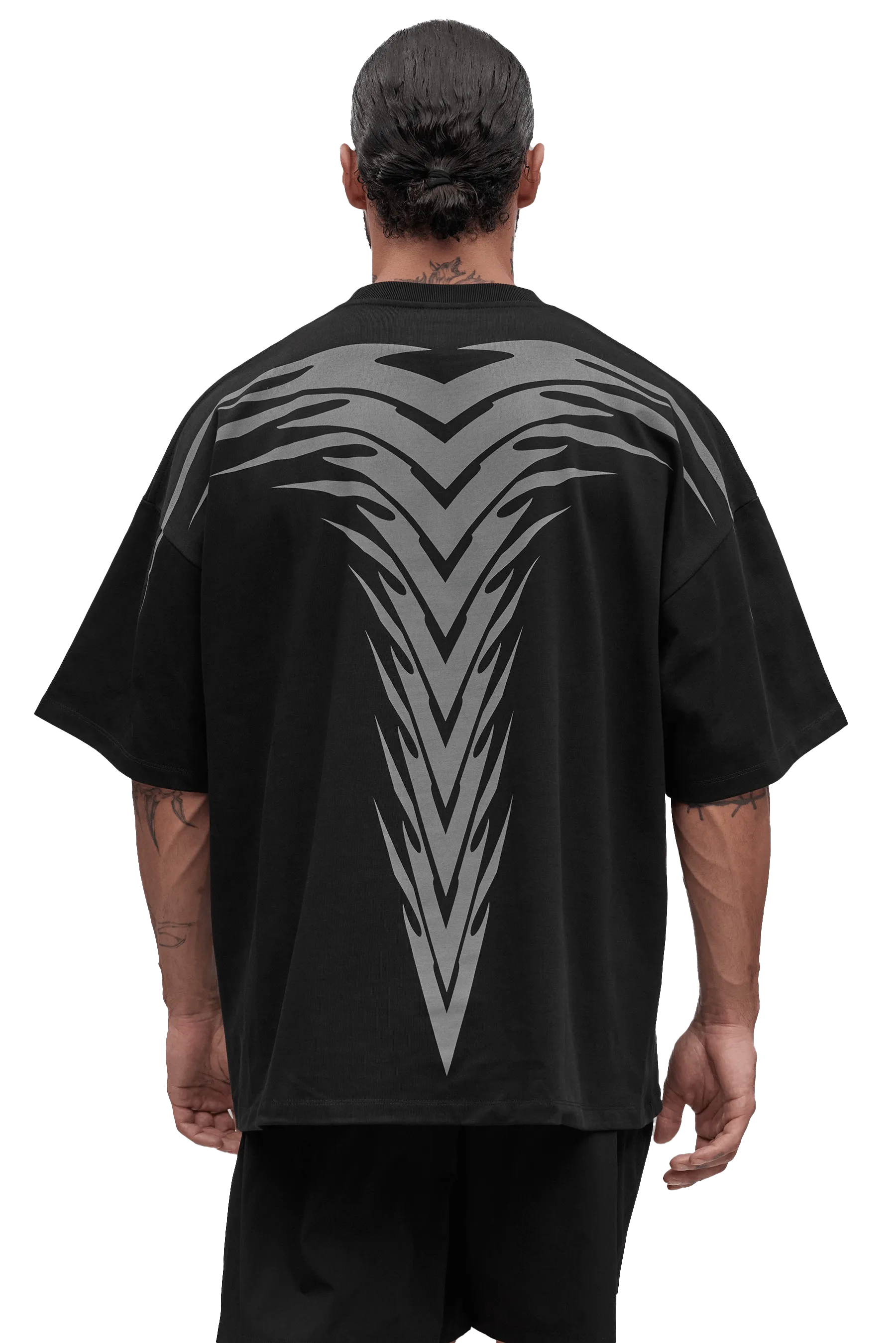 Adjustable Waistband Summer Adventure Ultraviolet Resistance BOXY T-SHIRT SPINE GRAPHIC - Black