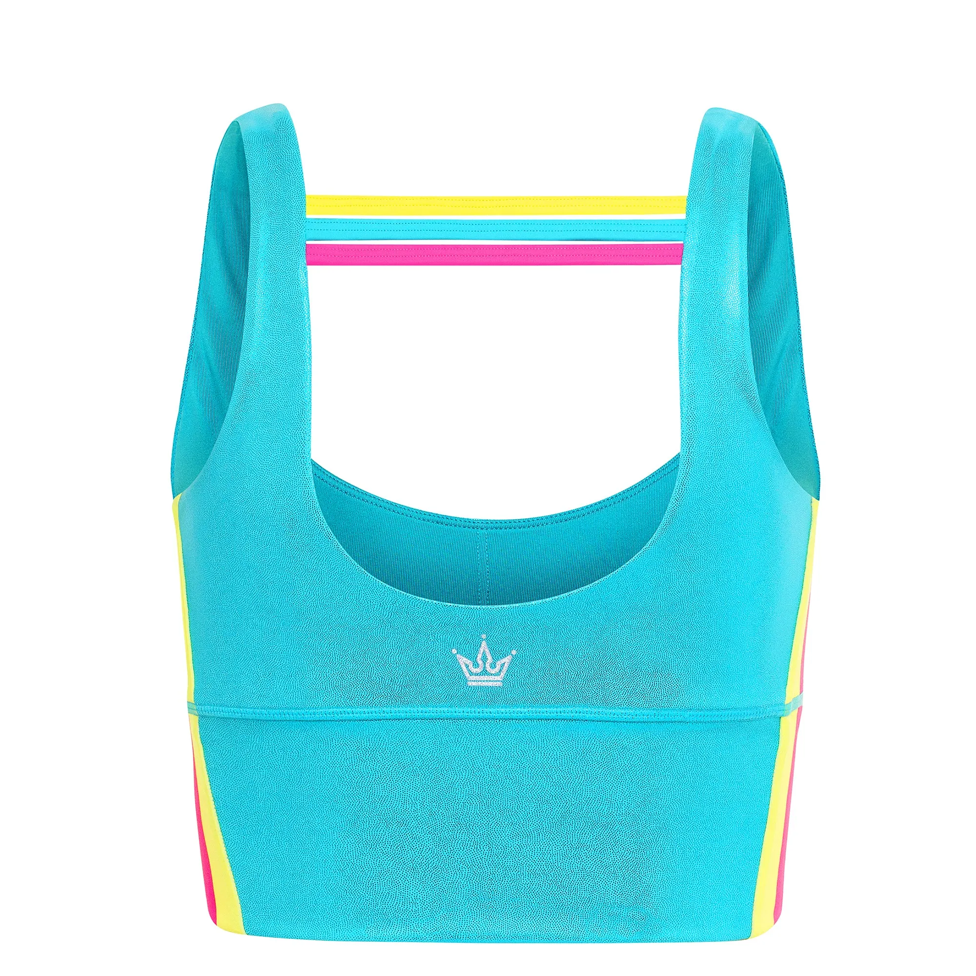 Ribbed cuffs seams Soft Silk Barbara Girl Long Sports Bra - Blue