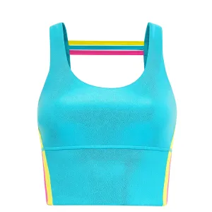 Breathable Stretch Barbara Girl Long Sports Bra - Blue