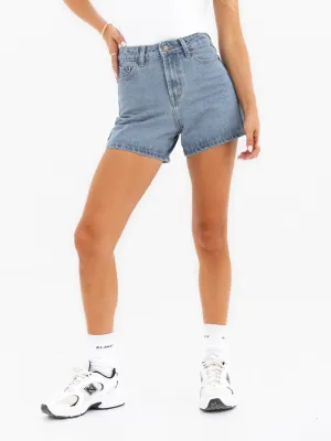 Blakely High Rise Denim Shorts - Faded Blue Beach essential SeamlessConstruction