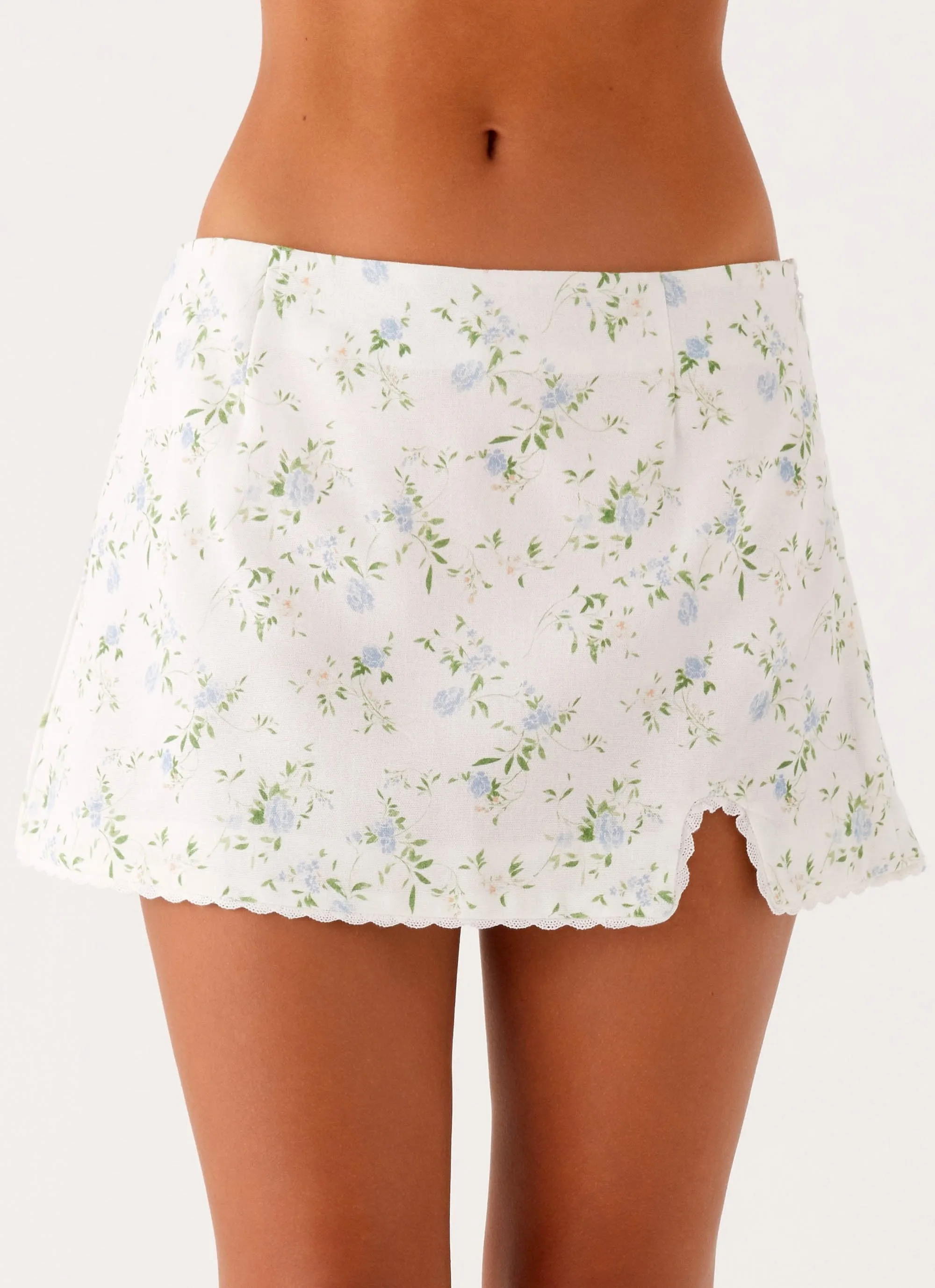 Disconnect Mini Skirt - Vintage Ditsy Floral Square Neck