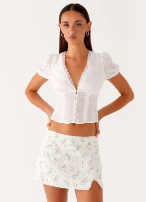 Disconnect Mini Skirt - Vintage Ditsy Floral Fall Mood Crisp Texture
