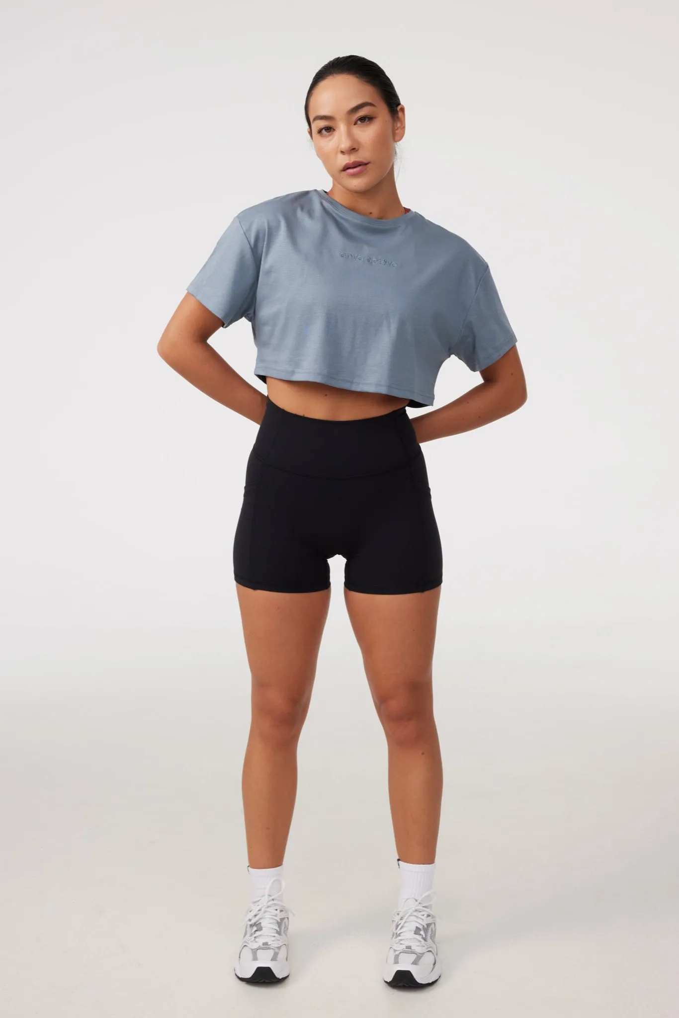 Quick-Dry Fabric Oversized Crop Tee in Relaxed
