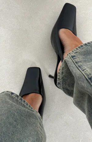 Fine Piece Ella Heels Black Patent Sharp Girl Loose Guest