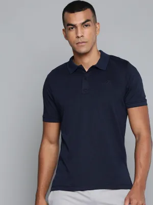 Breathable Shirt Golf Ready Alcis Men Navy Blue Solid Polo Collar T-shirt