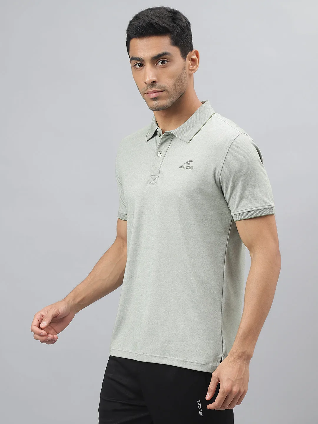 Summer Business Alcis Men Sea Spray & White Anti-Static Slim-Fit Metro Athleisure Polo T-Shirt