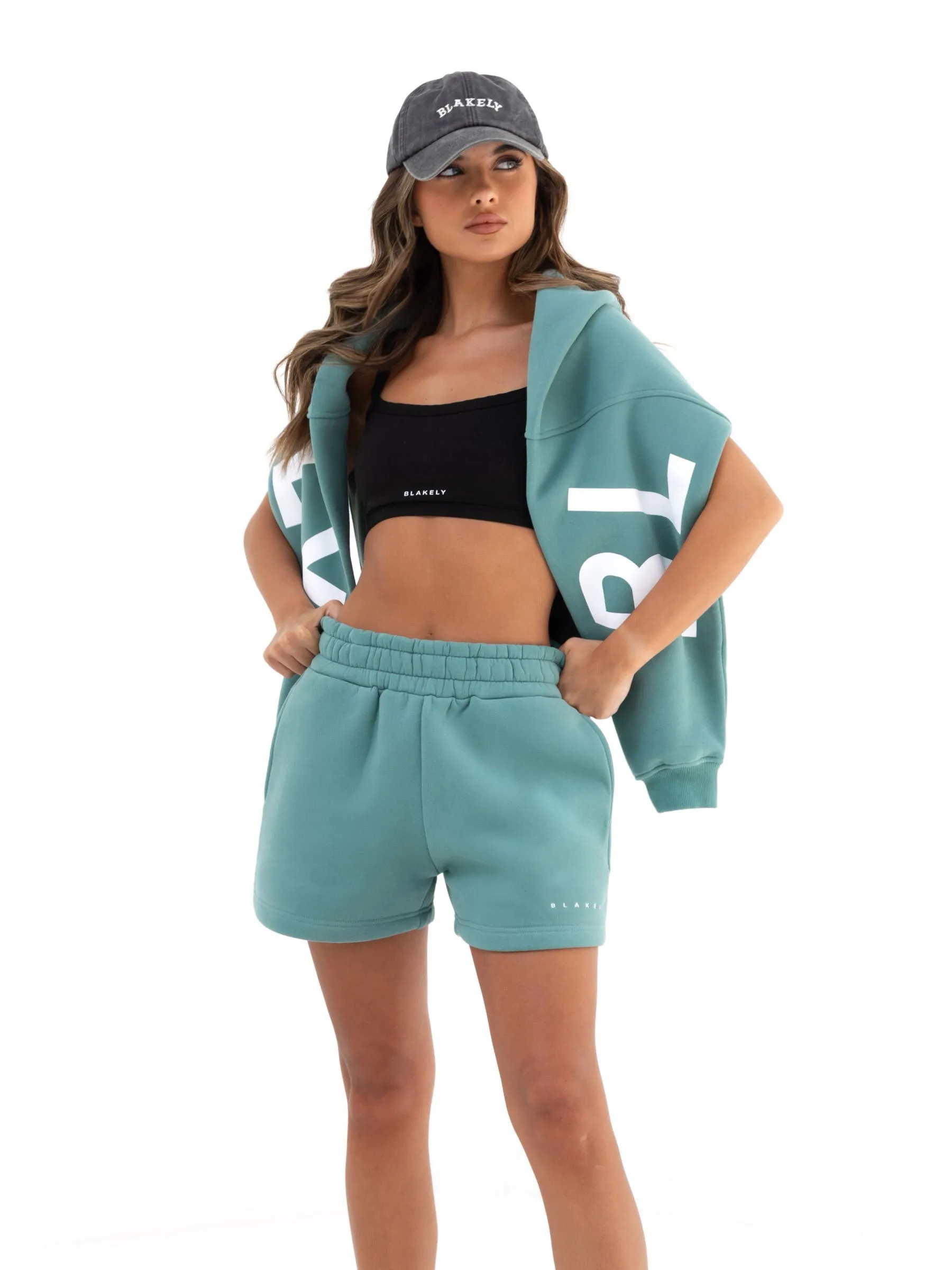 Wrinkle Resistant Material Active Style Isabel Jogger Shorts - Deep Sage