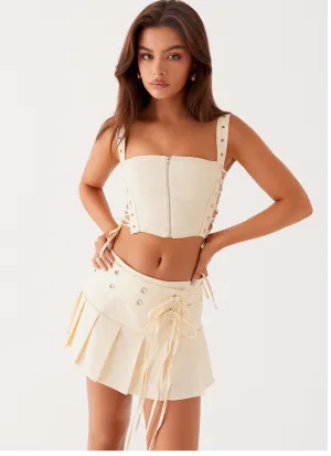 Tahnne Eyelet Mini Skirt - Ivory Shape Retention Luxe Comfort