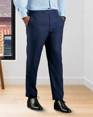 Drago: Super 160s Navy Prince of Wales Checks Dress Pant Contoured Panel Design