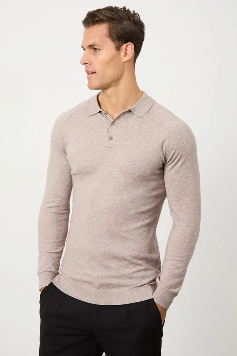 Knitted Polo Shirt in Wheat Golf Tournament Trendy Colors